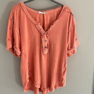 We the free heritage Henley top in red henna coral size xs